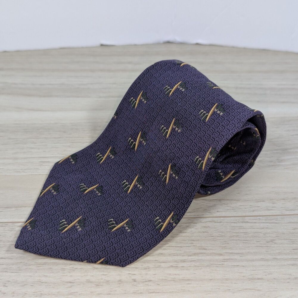 Cambridge Classics Silk Tie Purple Geometric Pattern Made USA